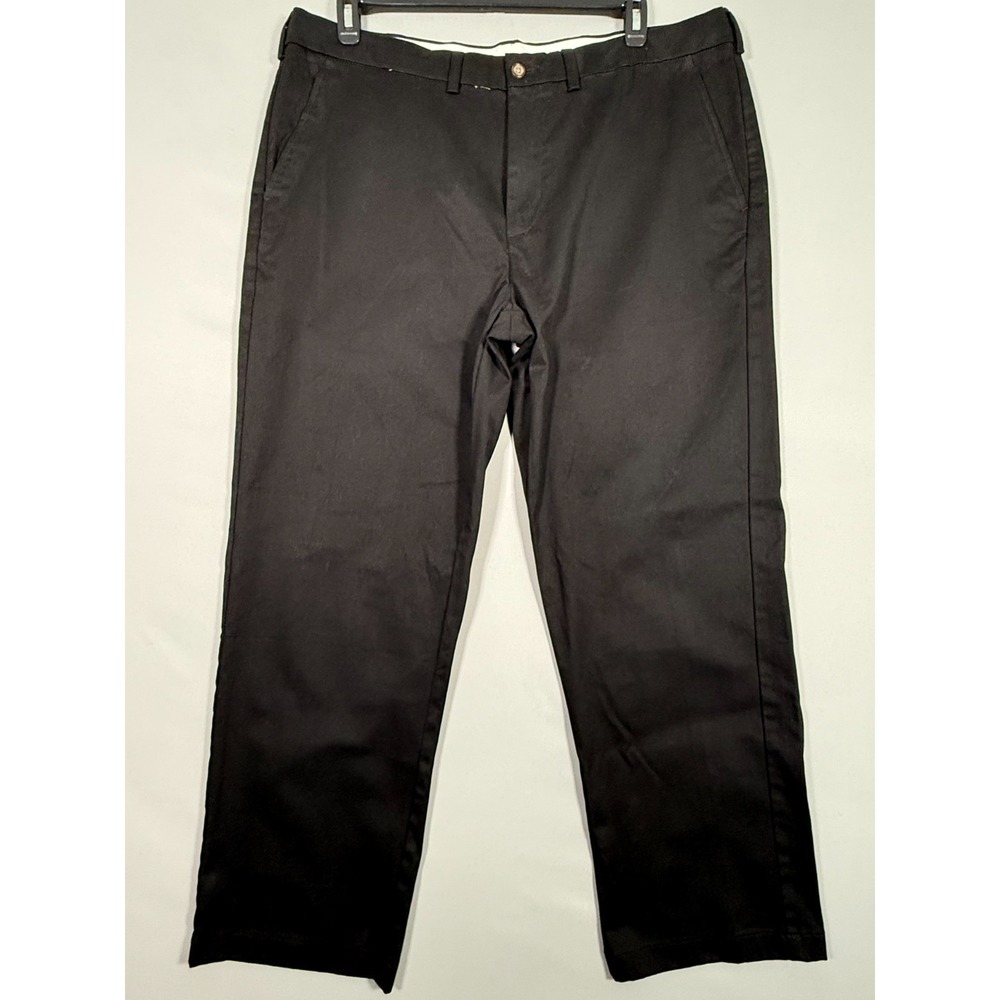 George Straight Leg Flat Front Black‎ Khaki Pants Men 42x30 Stretch